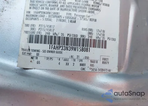 2009 Ford Focus Ses from USA, damaged, VIN 1FAHP33N39W158081